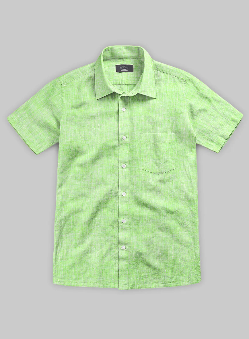 European Light Green Linen Shirt - Image 3