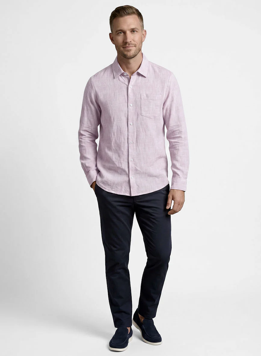 European Light Violet Linen Shirt - Image 4