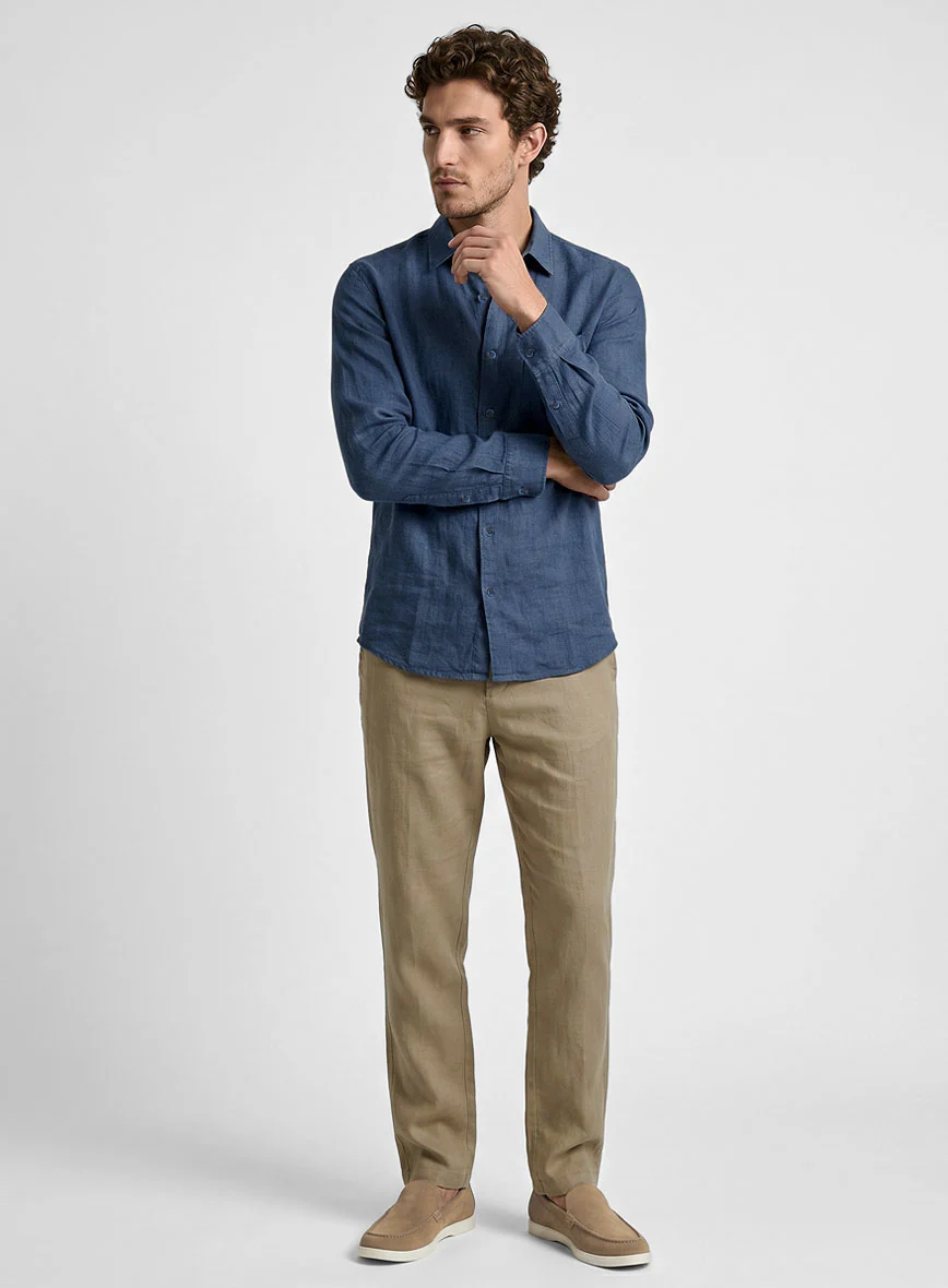 European Nile Blue Linen Shirt - Image 4