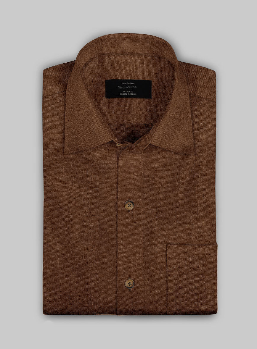 European Oak Brown Linen Shirt