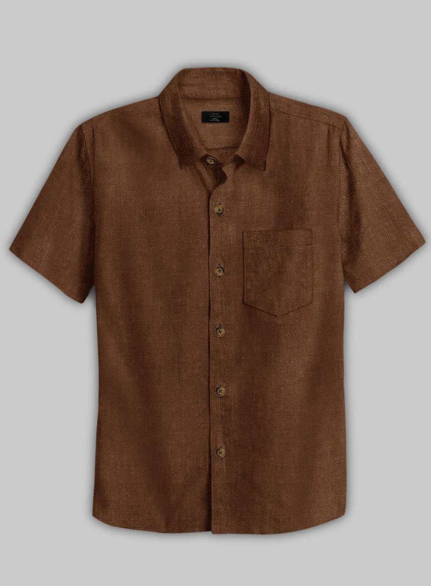 European Oak Brown Linen Shirt