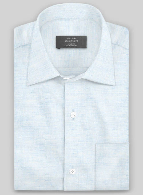 European Pale Blue Linen Shirt