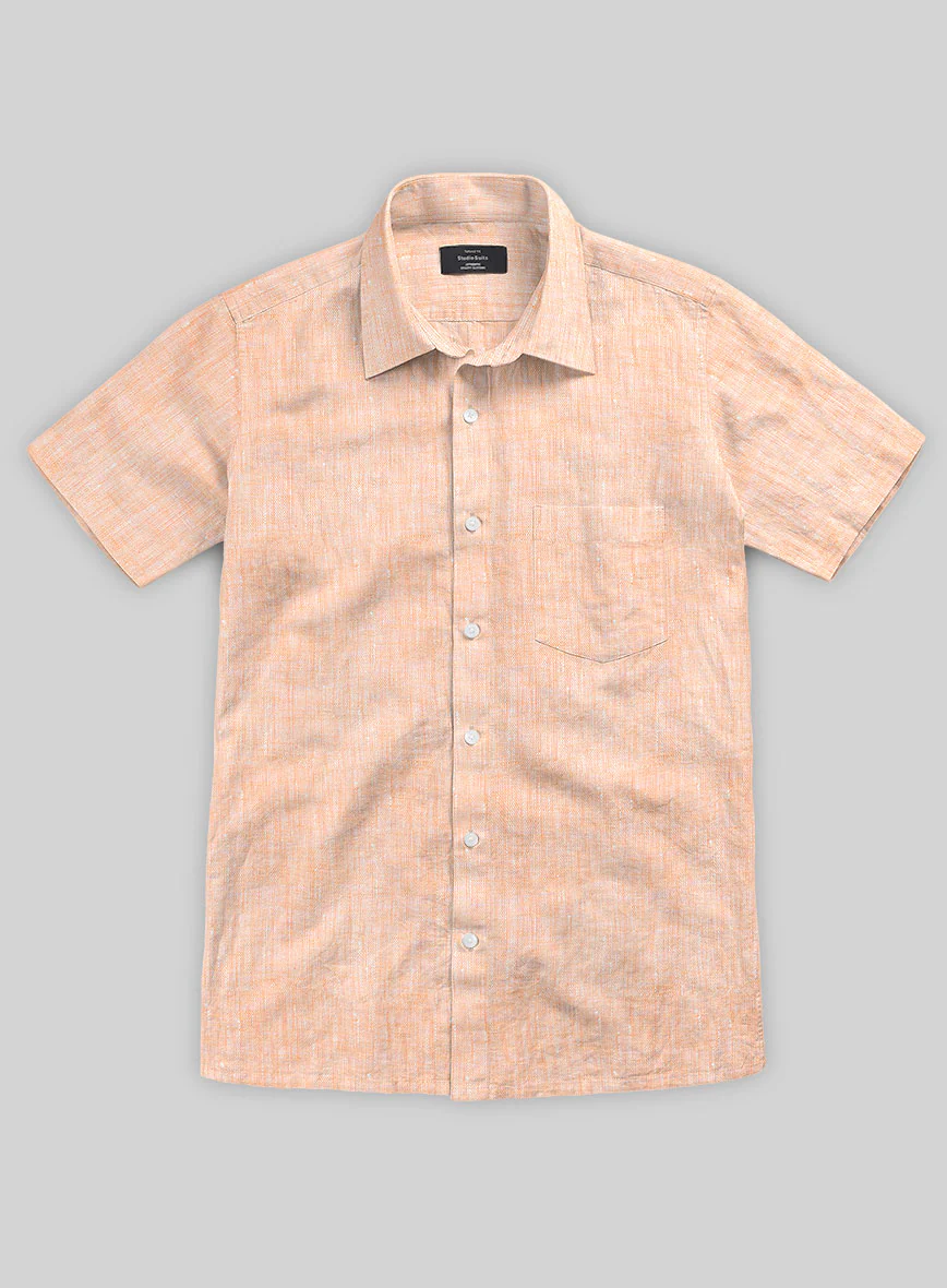 European Pale Orange Linen Shirt