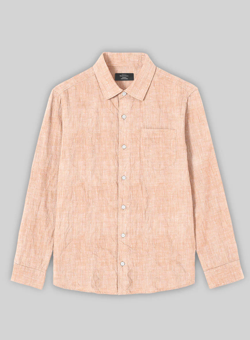 European Pale Orange Linen Shirt - Image 3
