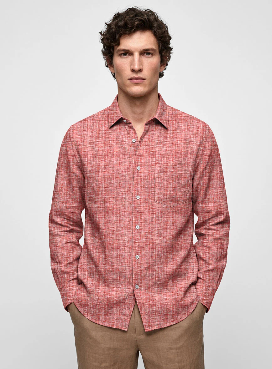 European Red Linen Shirt