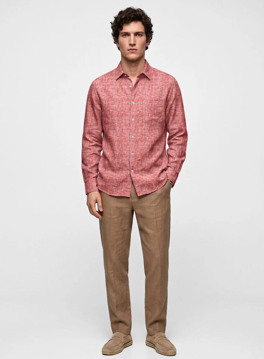European Red Linen Shirt - Image 4
