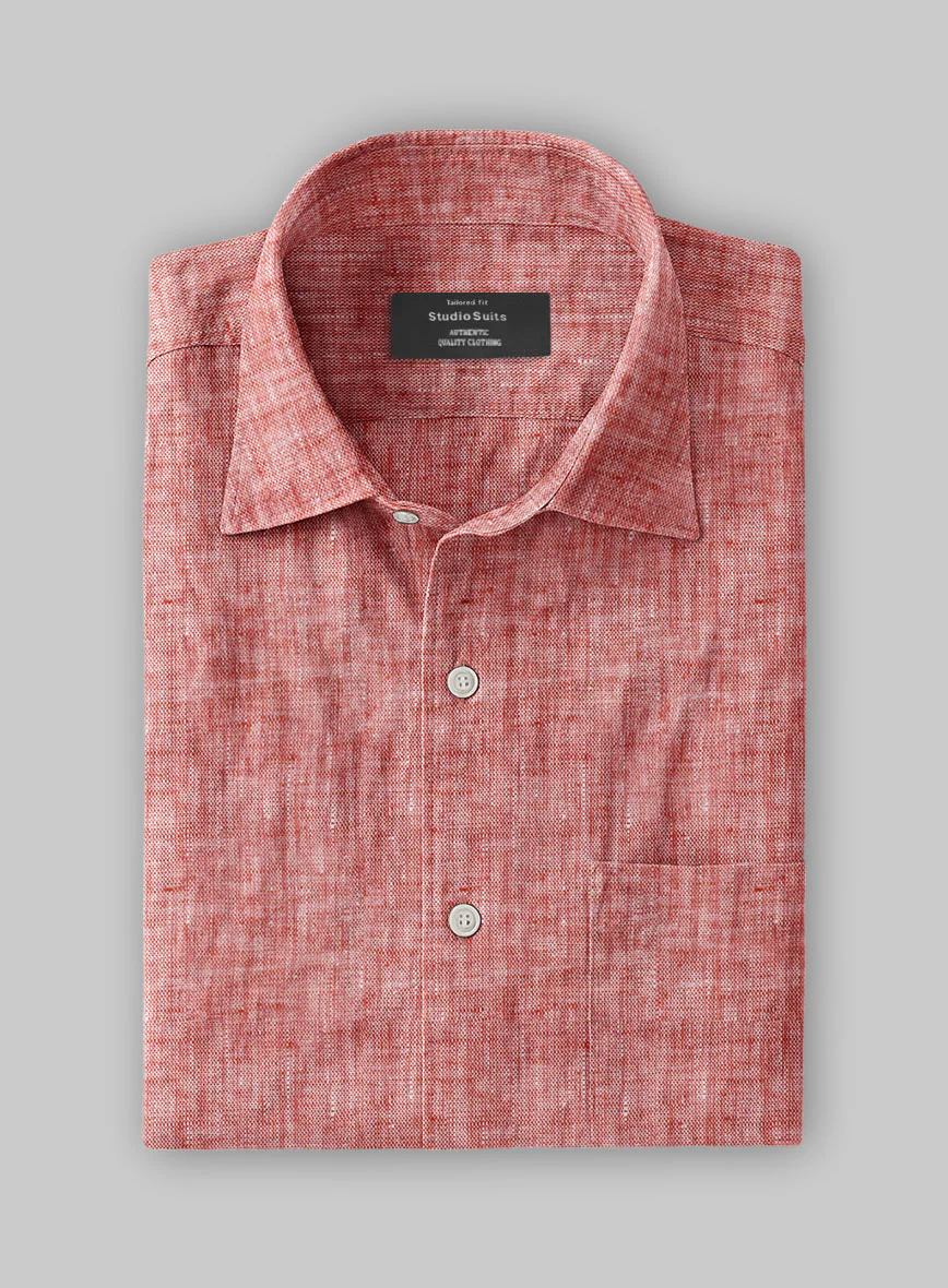 European Red Linen Shirt - Image 2