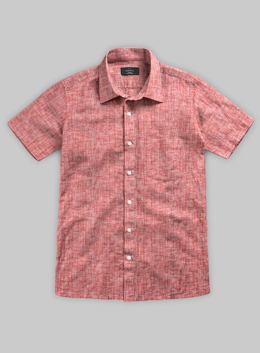 European Red Linen Shirt - Image 3