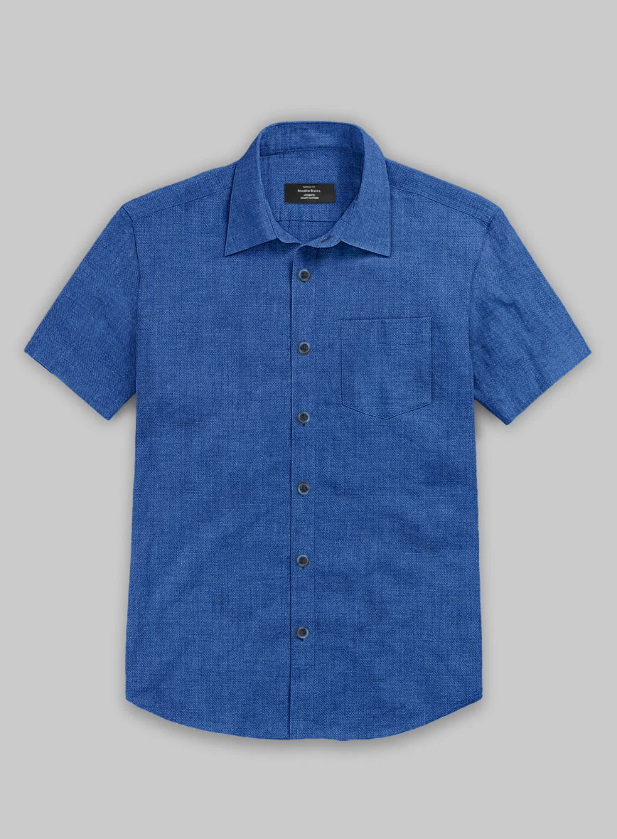 European Sapphire Blue Linen Shirt - Image 3