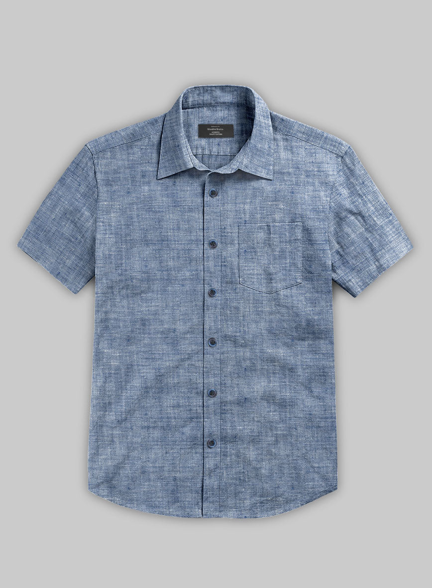 European Smalt Blue Linen Shirt - Image 3