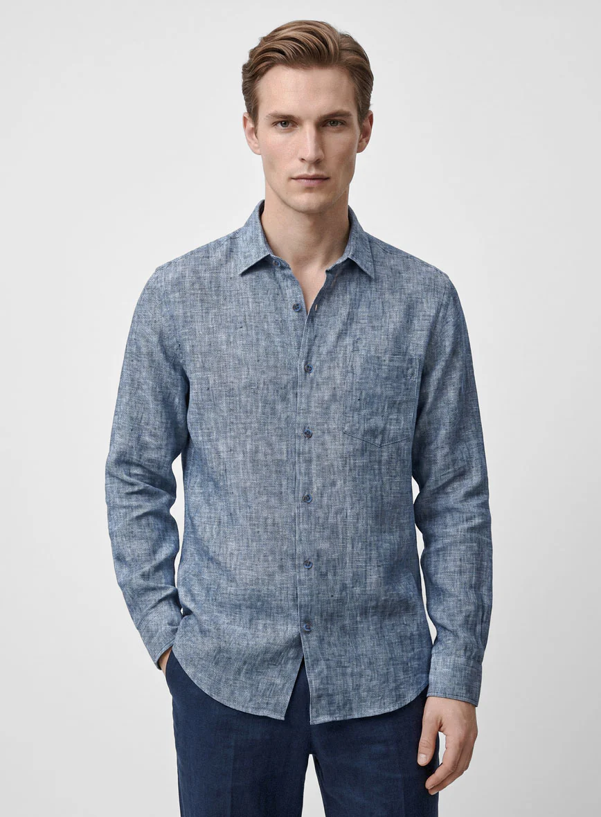 European Smalt Blue Linen Shirt