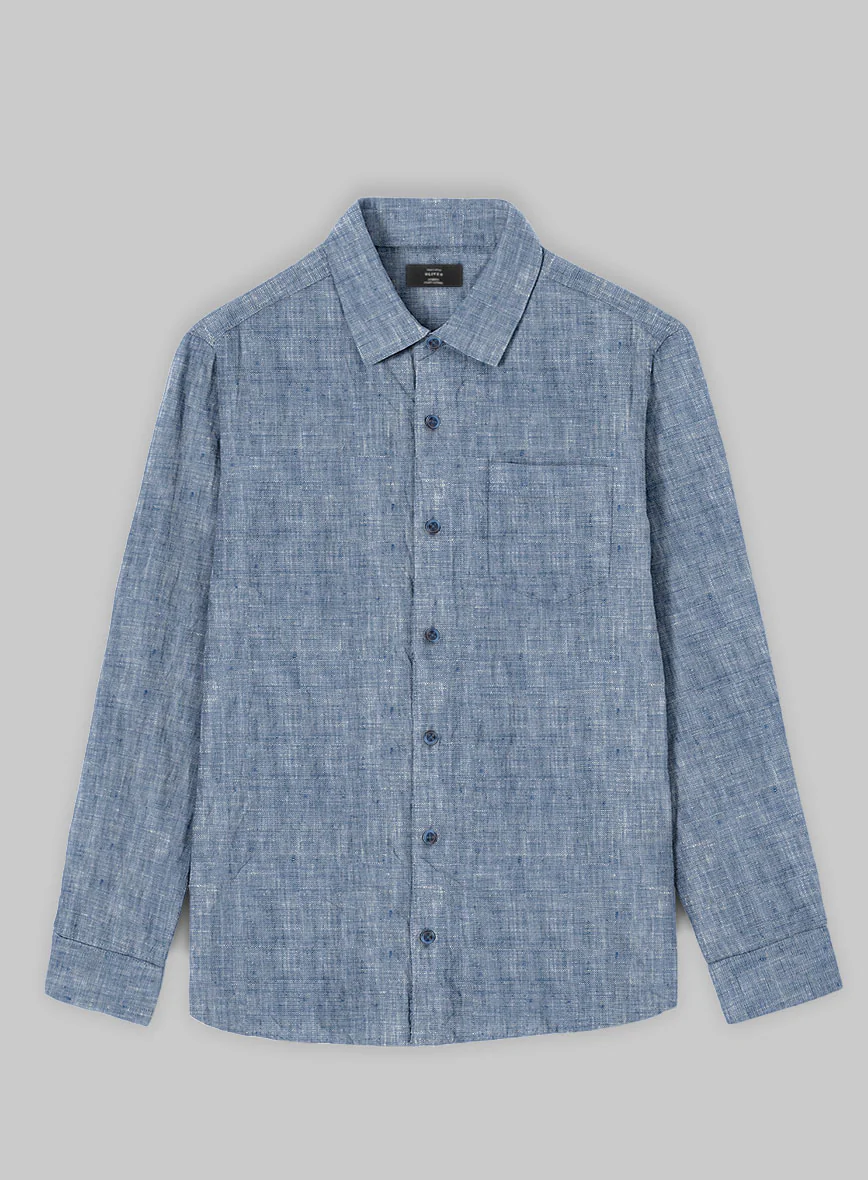 European Smalt Blue Linen Shirt - Image 3