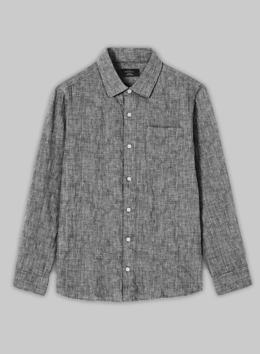 European Smoky Black Linen Shirt - Image 3