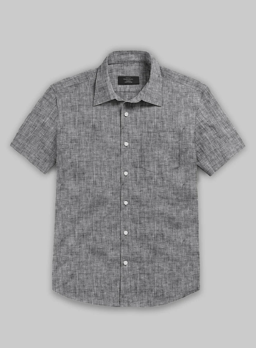European Smoky Black Linen Shirt - Image 3