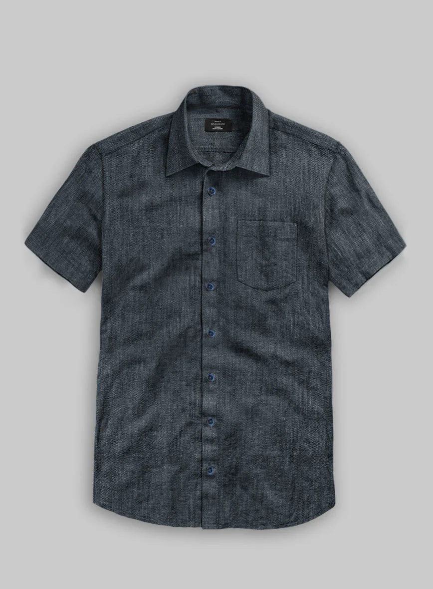 European Whale Blue Linen Shirt