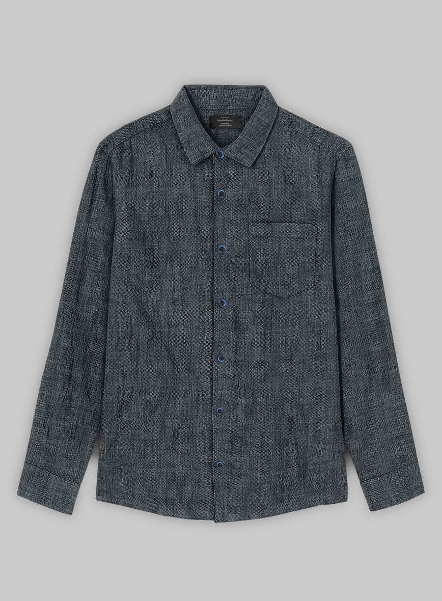 European Whale Blue Linen Shirt - Image 3