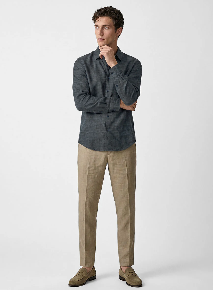 European Whale Blue Linen Shirt - Image 4