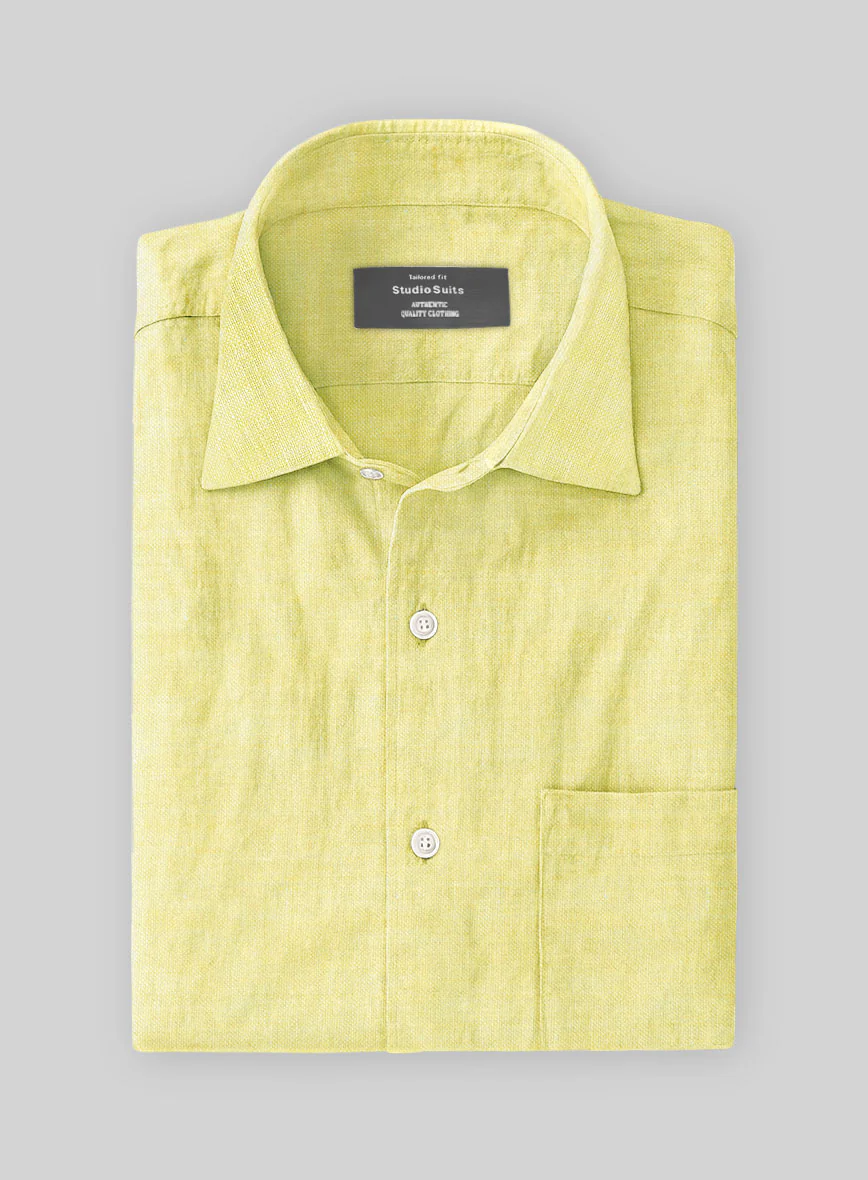 European Yellow Linen Shirt - Image 2