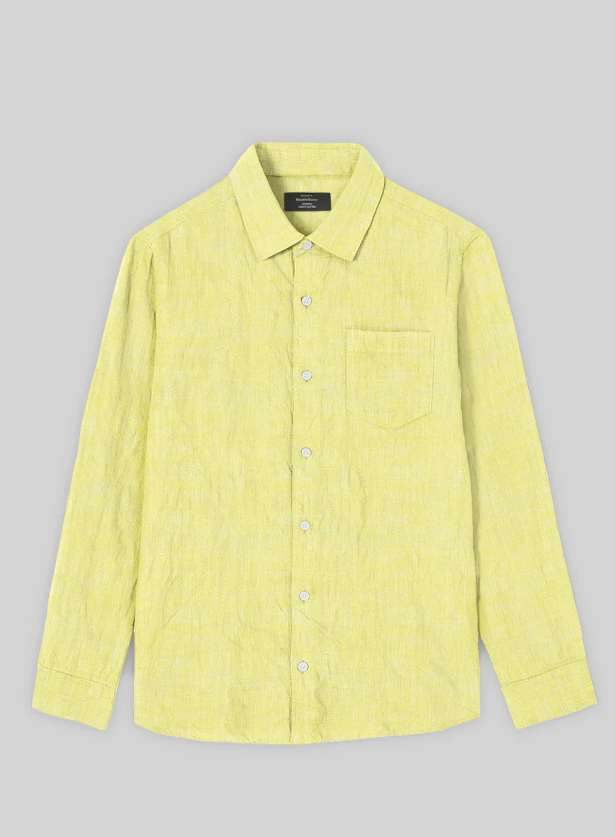 European Yellow Linen Shirt - Image 3
