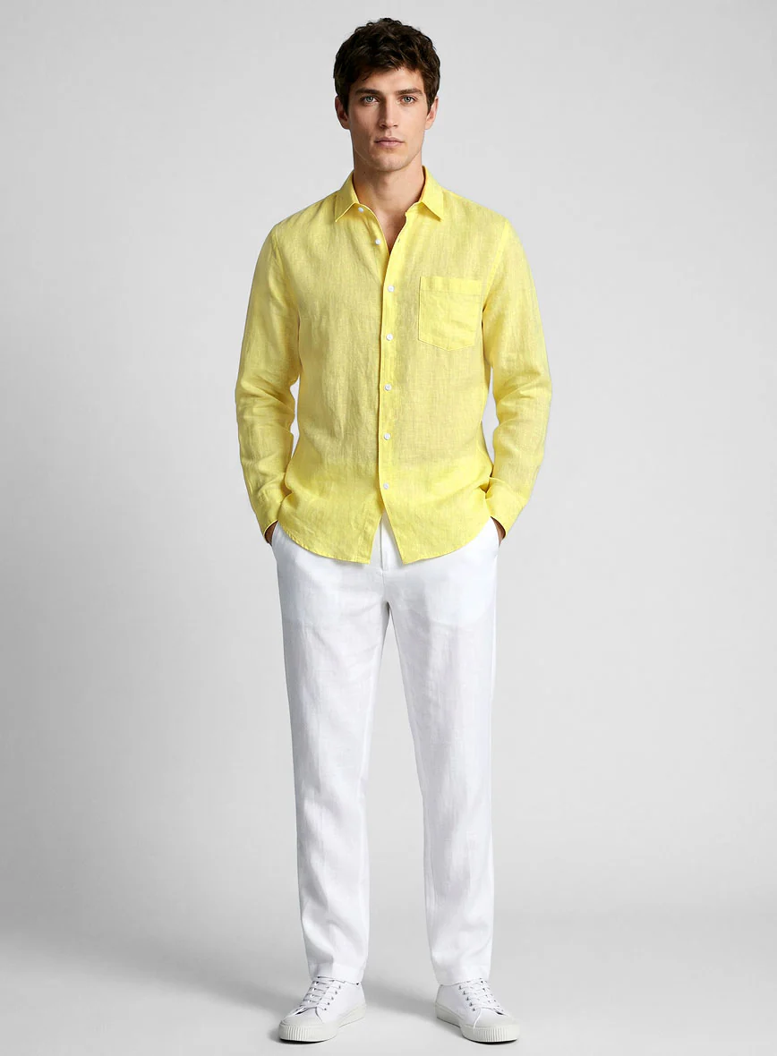 European Yellow Linen Shirt - Image 4