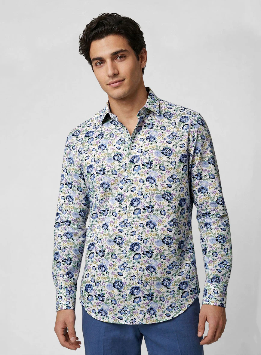 Floral Symphony Feather Cotton Shirt