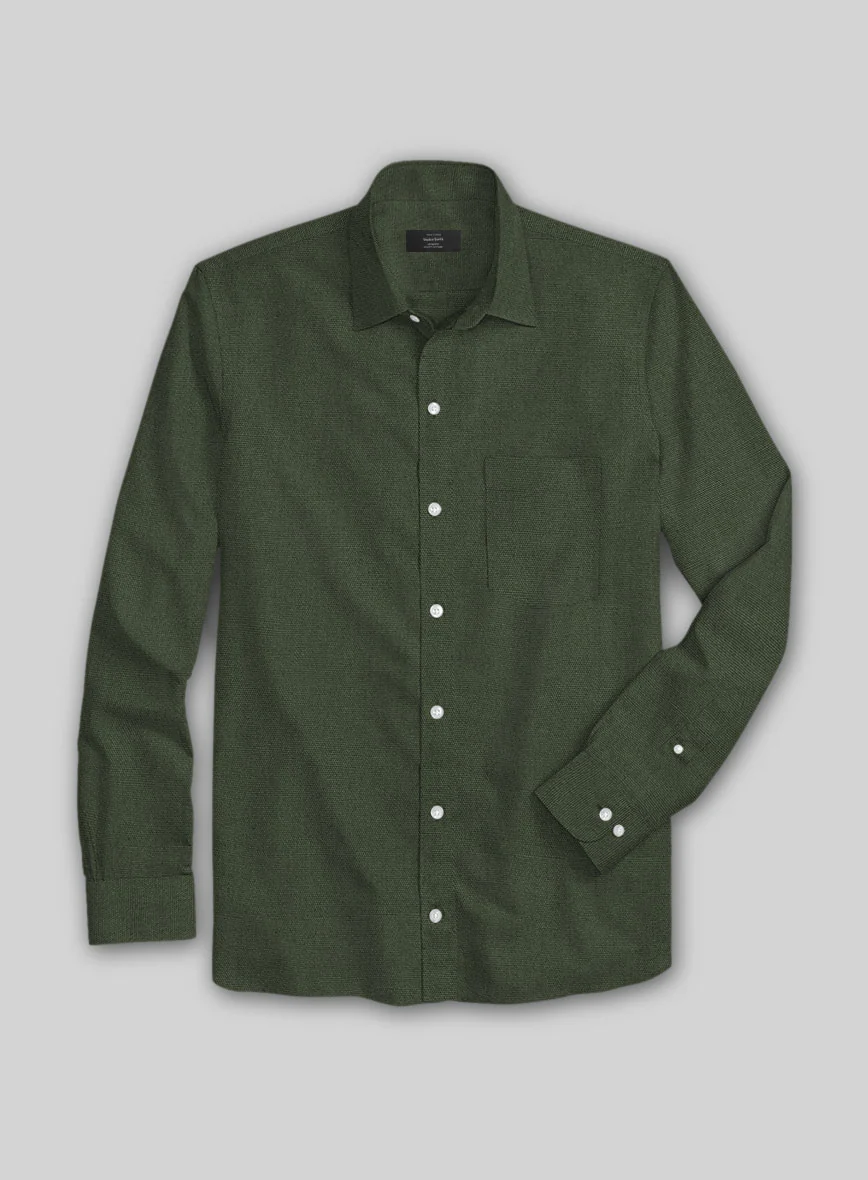 Forest Green Stretch Poplene Shirt - Image 3