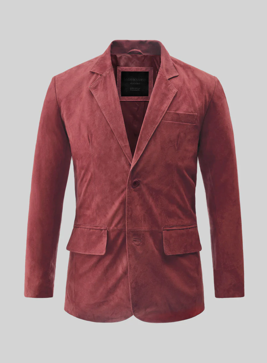 French Red Suede Leather Blazer