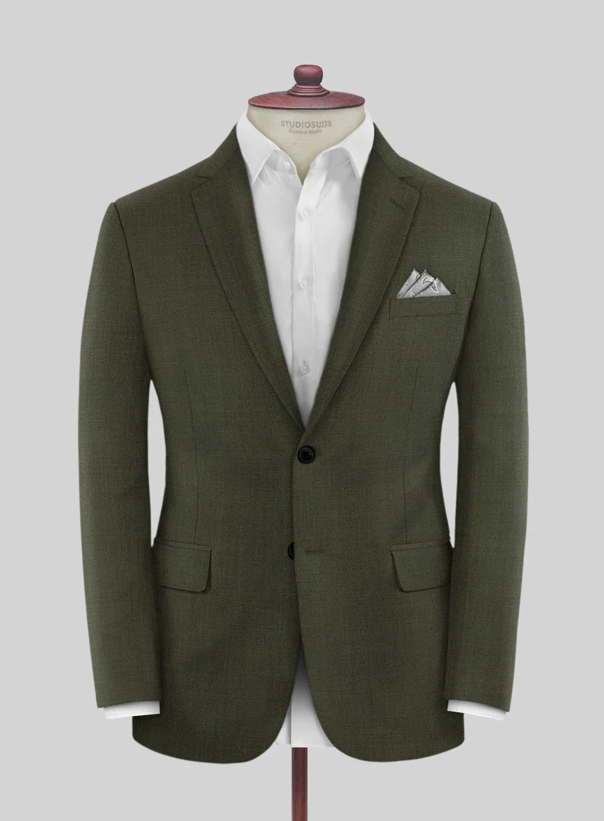 Fresco Olive Wool Suit - Image 3