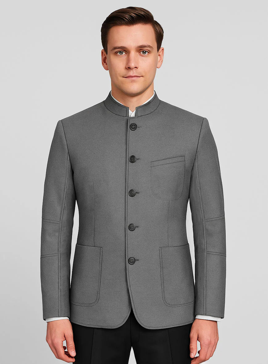 Frosted Mid Gray Terry Rayon Breezer Style Jacket