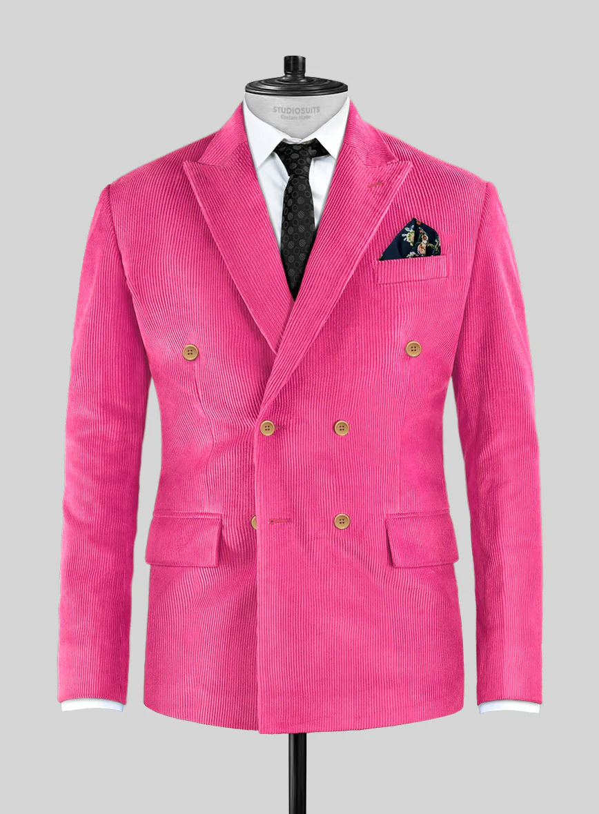 Fusica Pink Corduroy Double Breasted Suit - Image 3