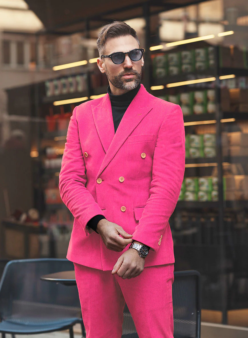 Fusica Pink Corduroy Double Breasted Suit - Image 4