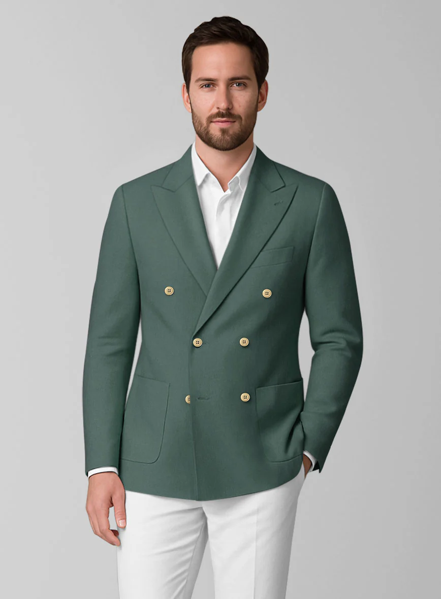 Gallo Green Stretch Chino Double Breasted Jacket - Image 2