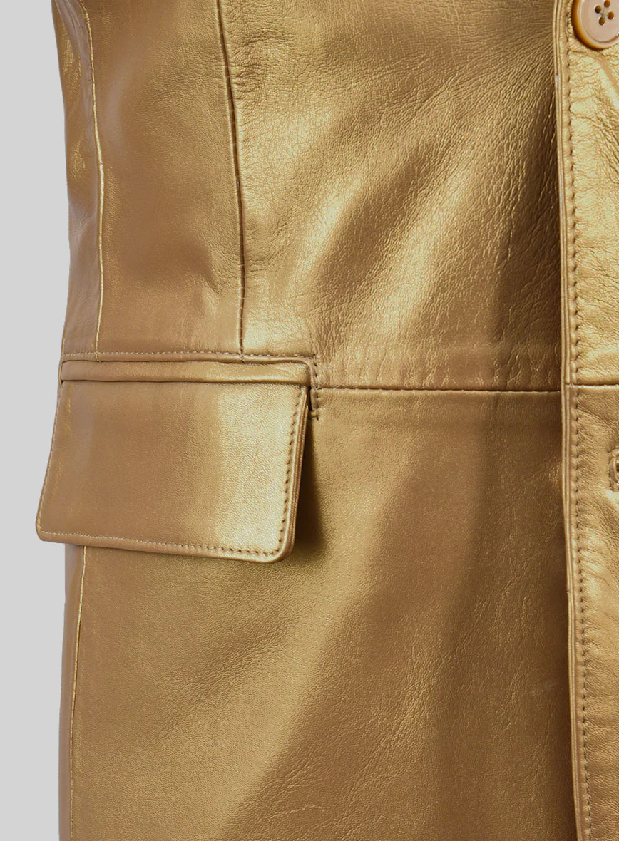 Gold Leather Blazer - Image 3