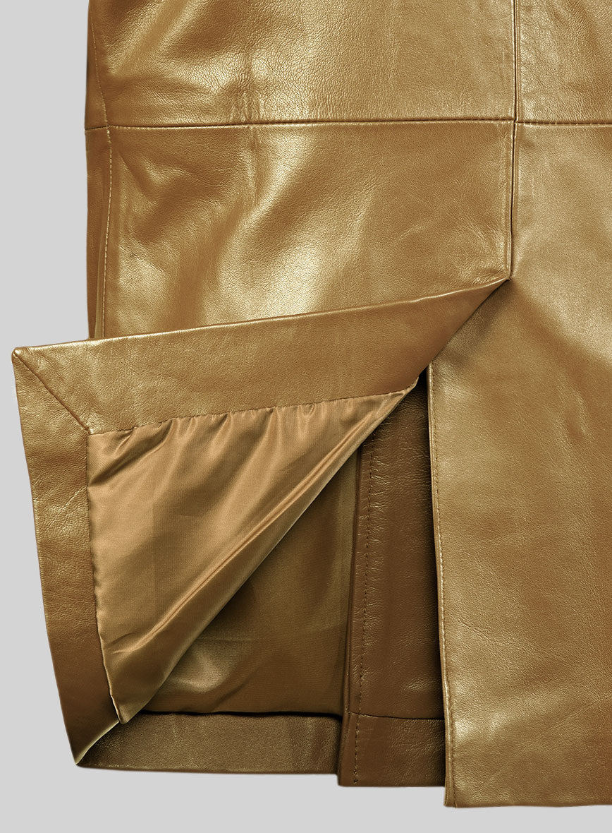 Gold Leather Pea Coat - Image 3