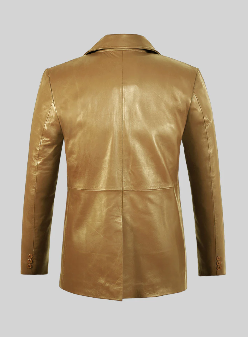 Gold Leather Pea Coat - Image 5