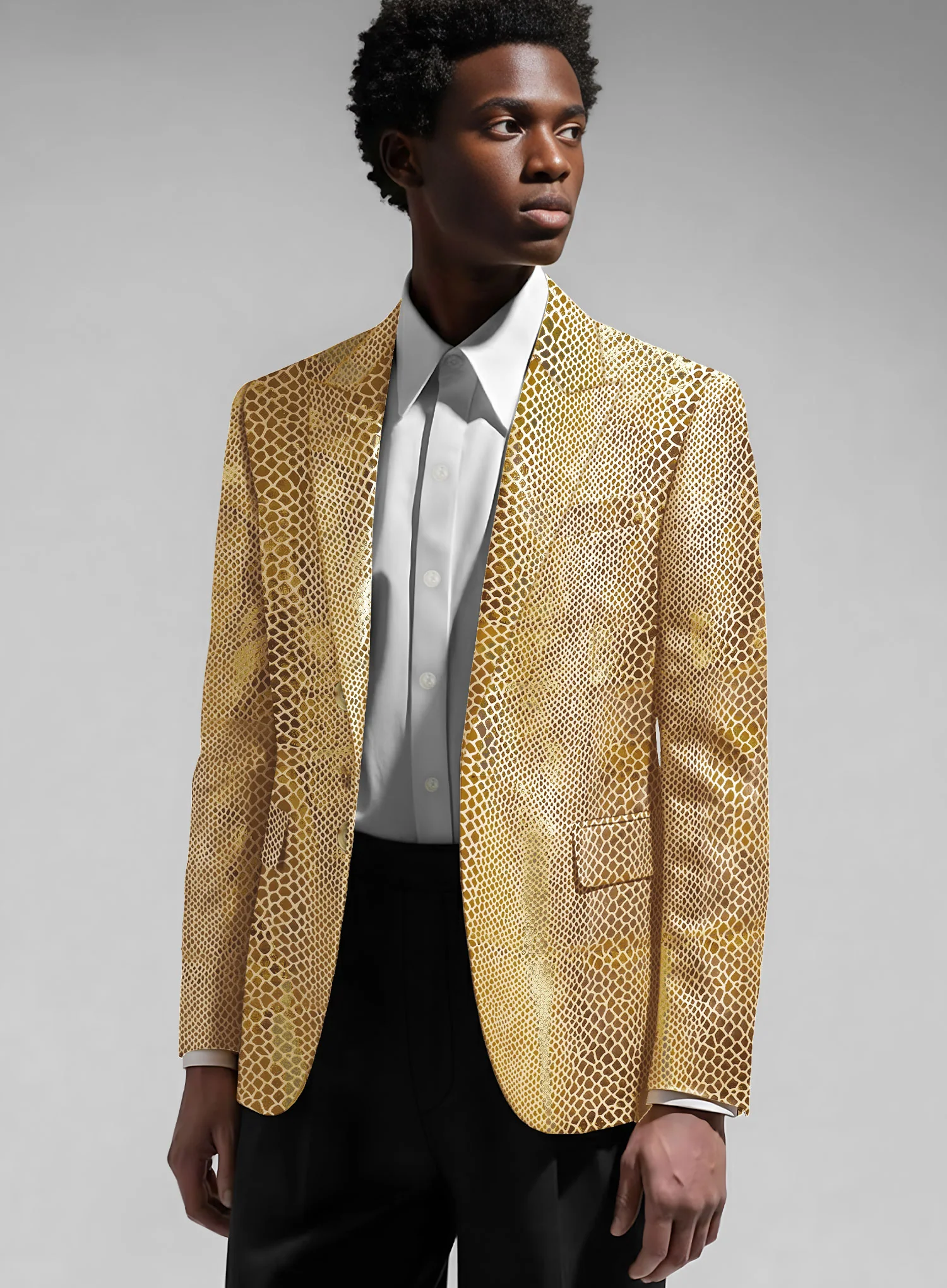 Golden Python Leather Blazer - Image 2