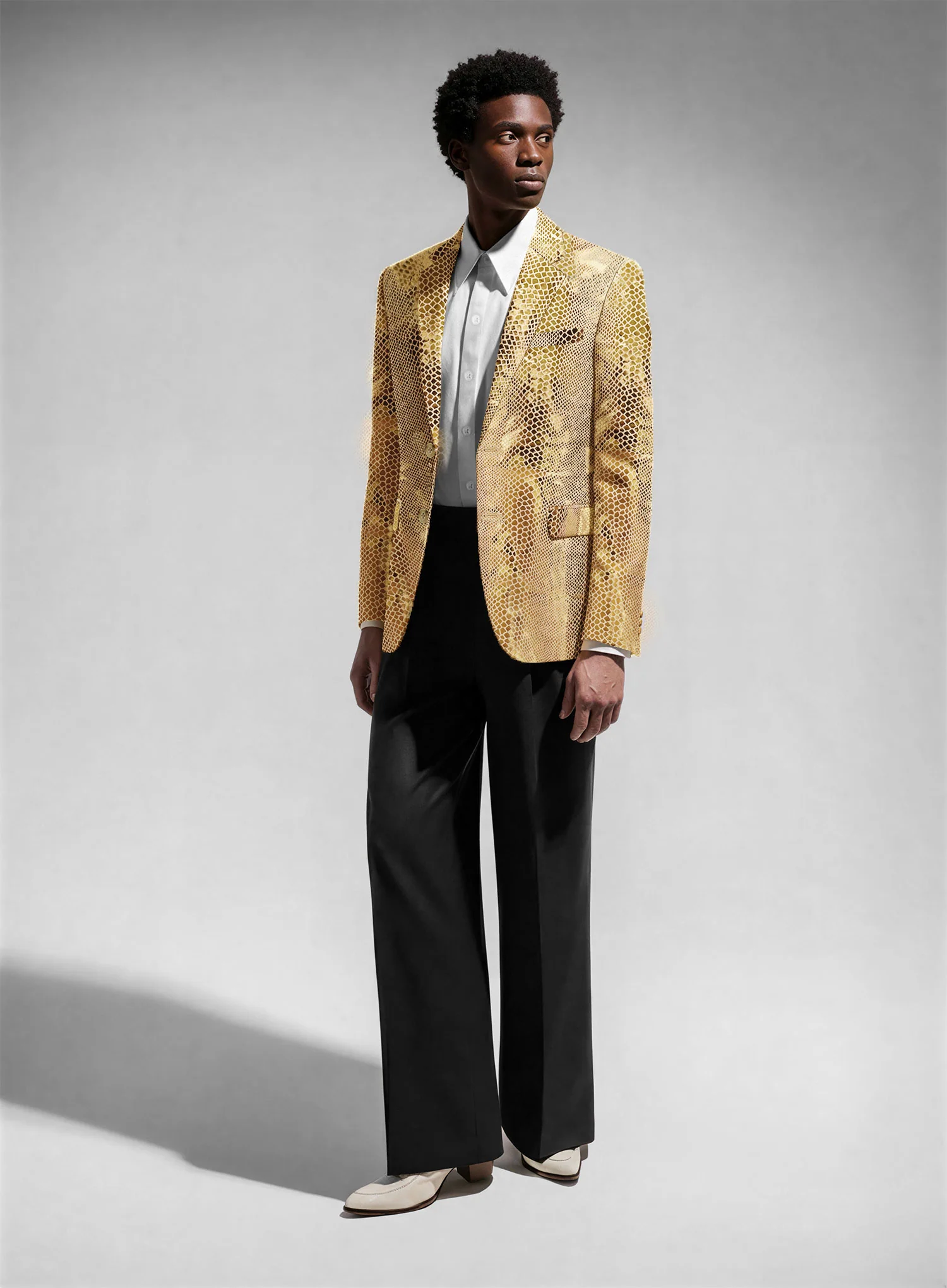 Golden Python Leather Blazer - Image 3