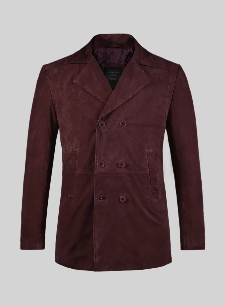 Grapevine Suede Leather Pea Coat