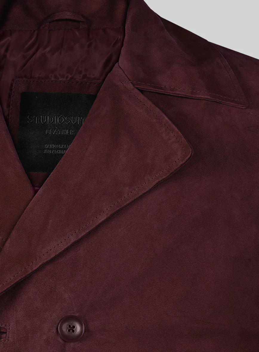 Grapevine Suede Leather Pea Coat - Image 3