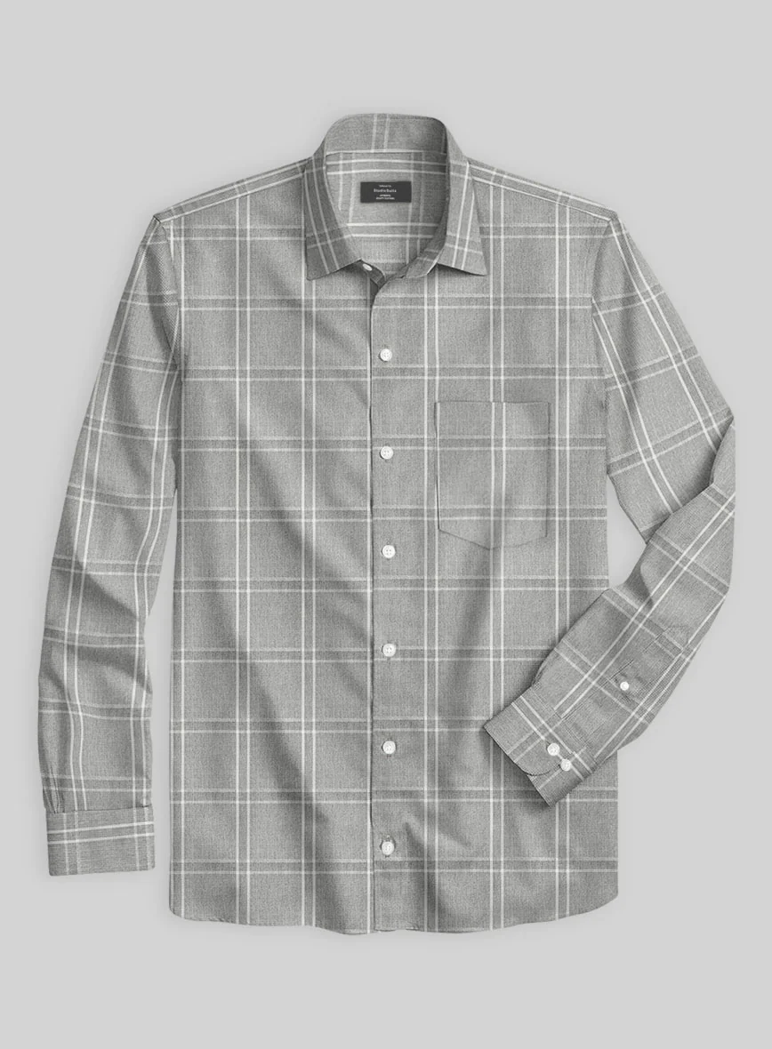 Graphite Grid Cotton Lycra Shirt - Image 3