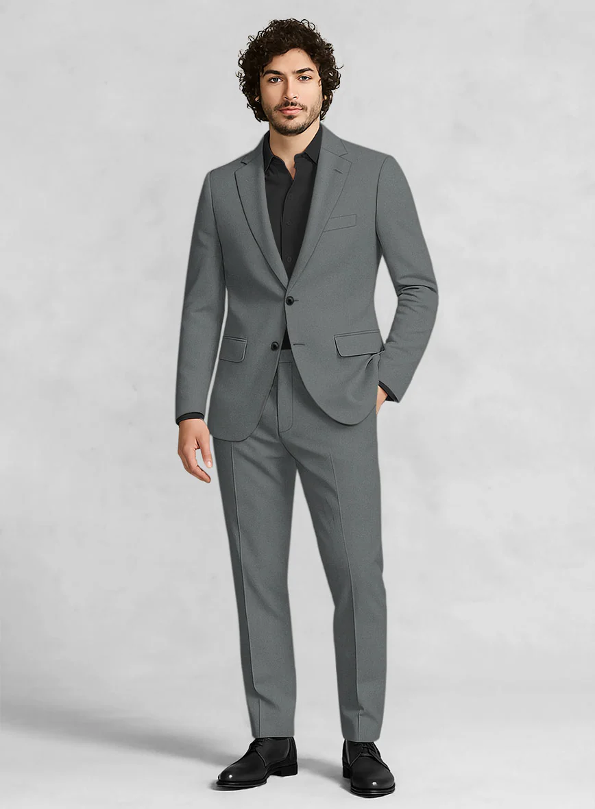 Gray Cotton Power Stretch Chino Suit