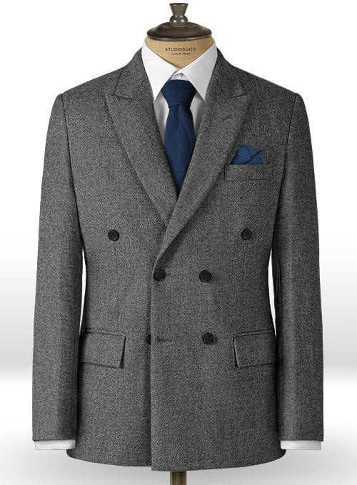 Gray Heavy Tweed Double Breasted Jacket