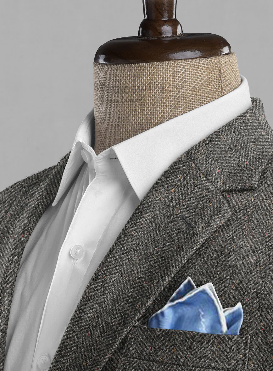 Gray Herringbone Flecks Donegal Tweed Jacket - Image 3