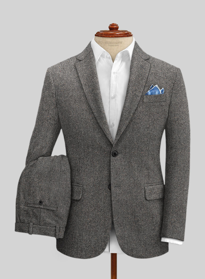 Gray Herringbone Flecks Donegal Tweed Suit - Image 2