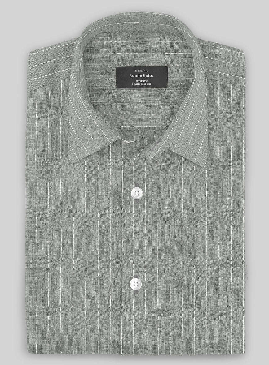 Gray Stripe Linen Shirt