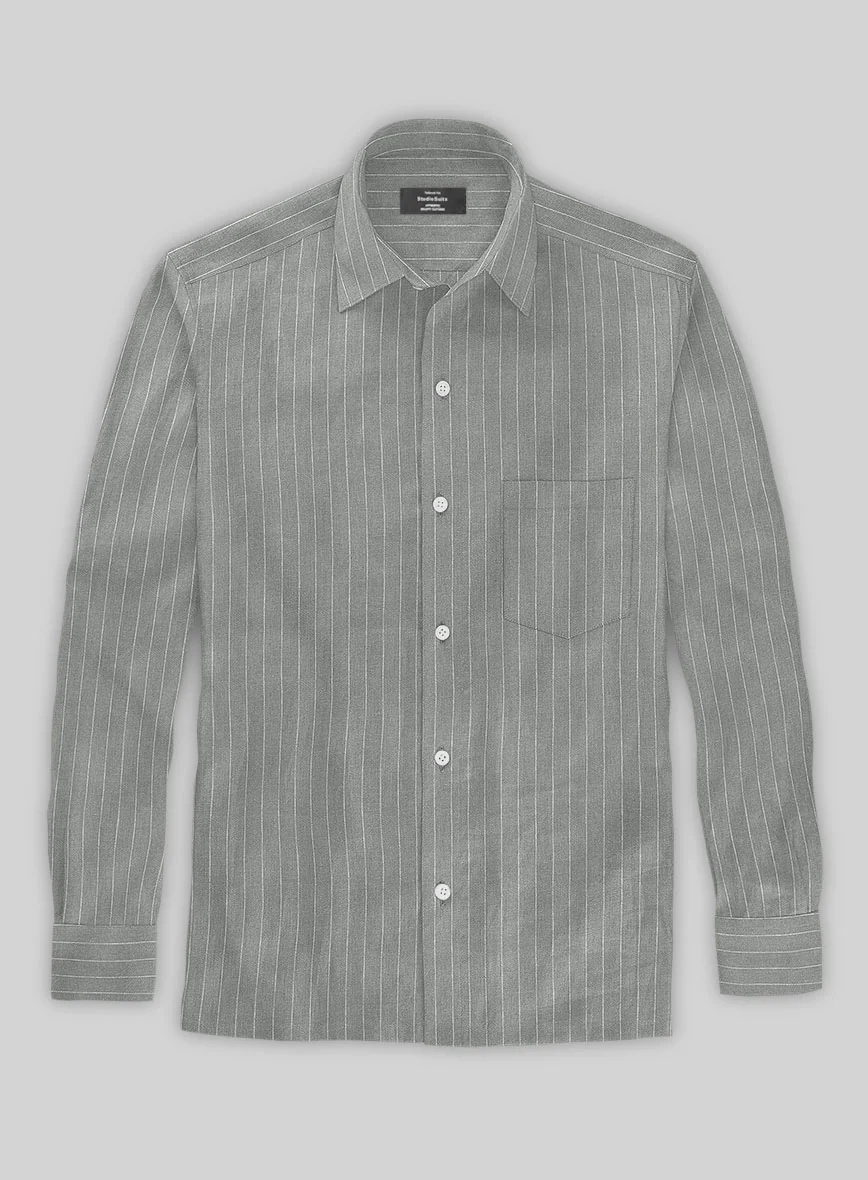 Gray Stripe Linen Shirt - Image 2