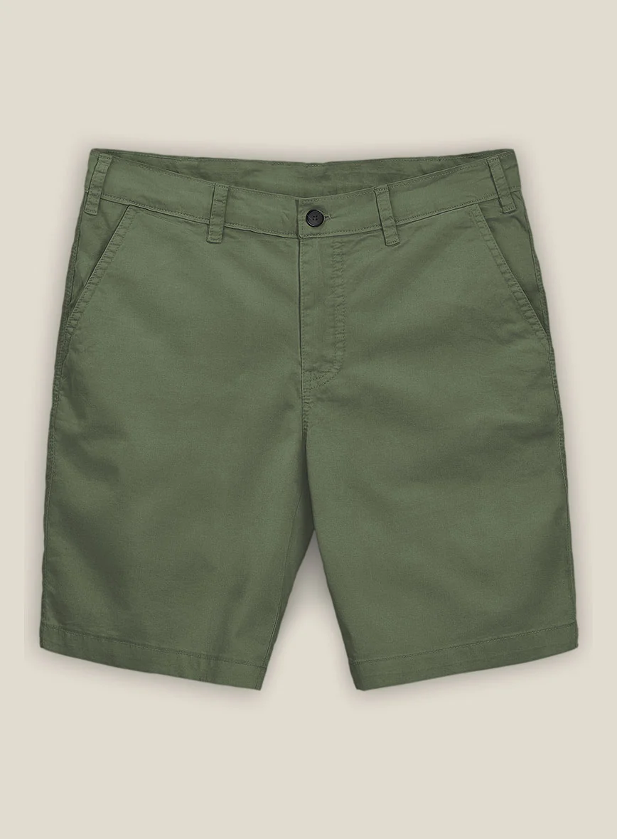 Green Cotton Power Stretch Chino Shorts