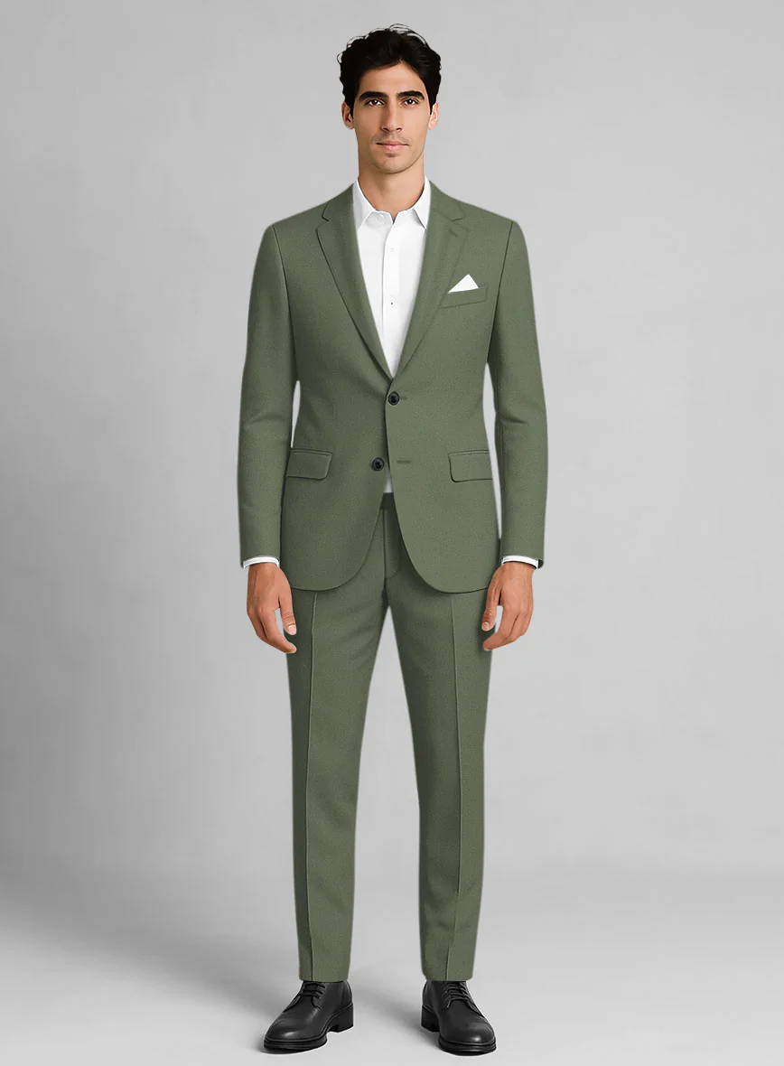 Green Cotton Power Stretch Chino Suit