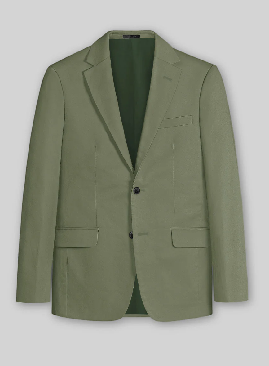 Green Feather Cotton Canvas Stretch Jacket