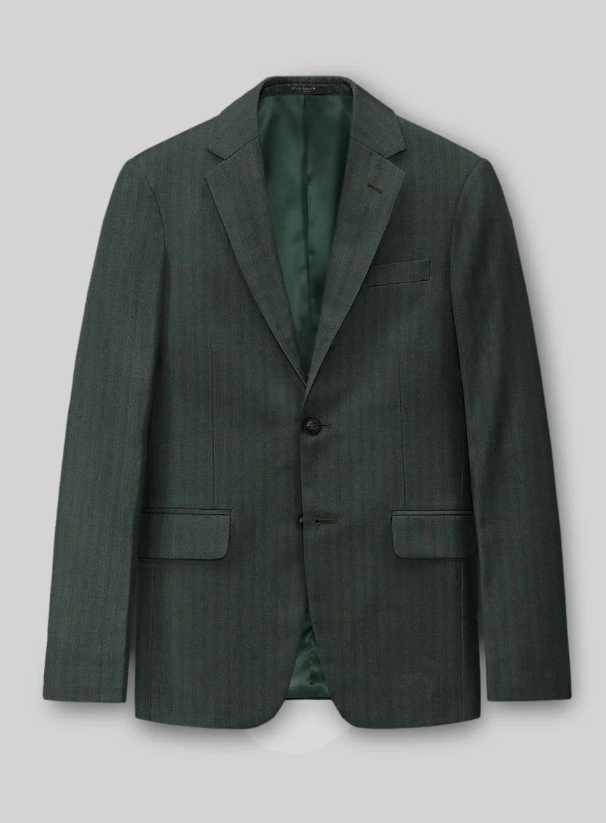 Green Herringbone Wool Jacket